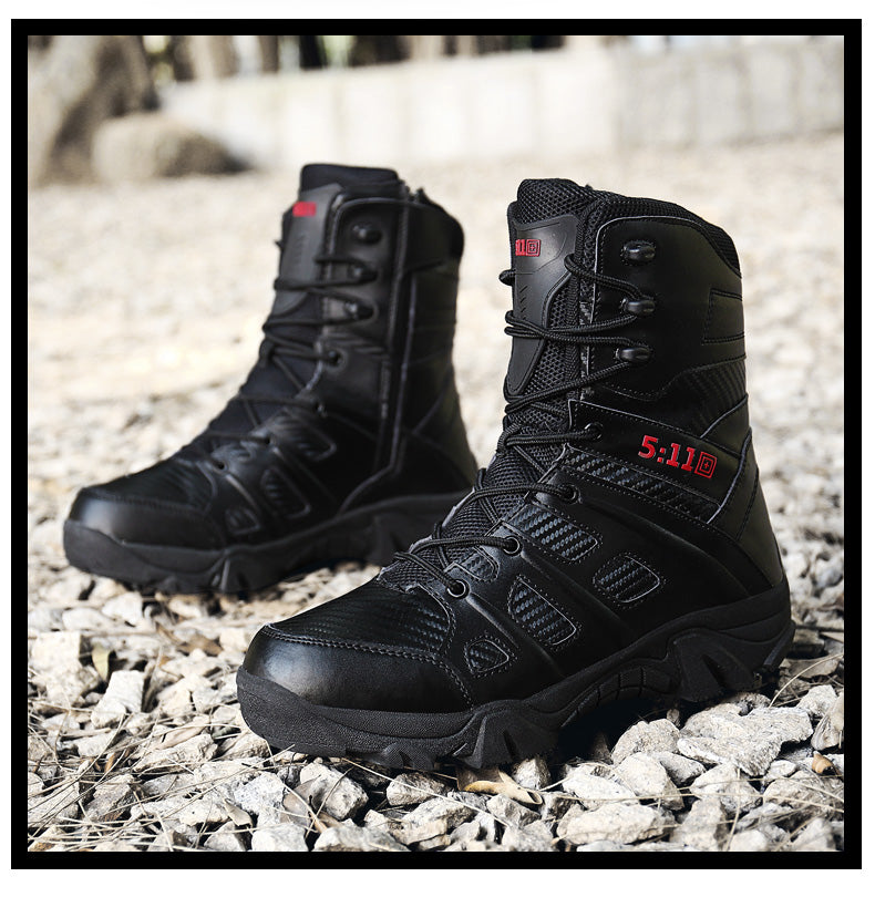 Militärische Kampfstiefel mit hohem Schaft, Sicherheitsschuhe mit seitlichem Reißverschluss | 067