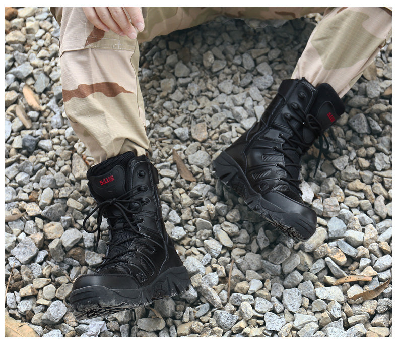 Militärische Kampfstiefel mit hohem Schaft, Sicherheitsschuhe mit seitlichem Reißverschluss | 067