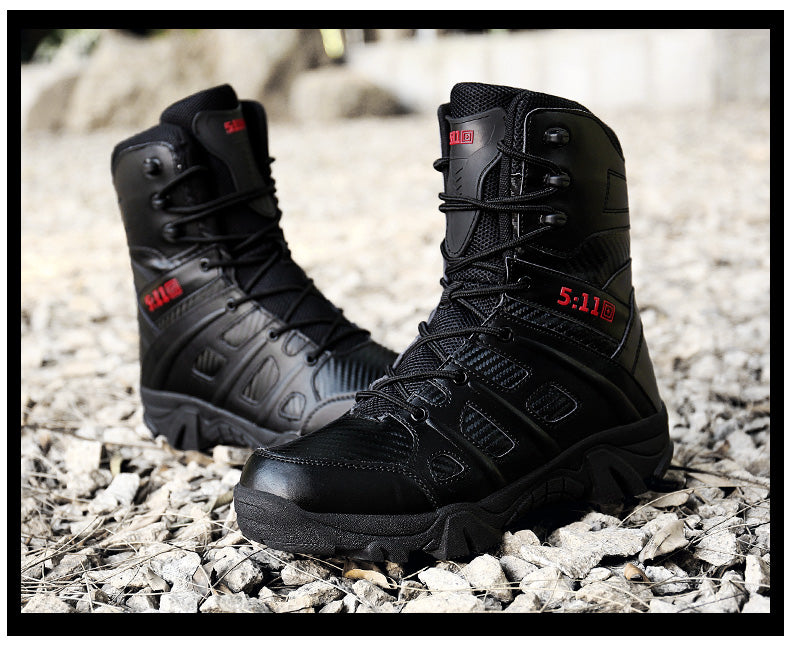 Militärische Kampfstiefel mit hohem Schaft, Sicherheitsschuhe mit seitlichem Reißverschluss | 067