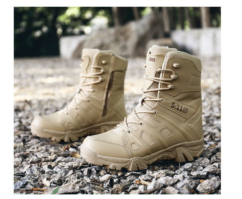 Militärische Kampfstiefel mit hohem Schaft, Sicherheitsschuhe mit seitlichem Reißverschluss | 067
