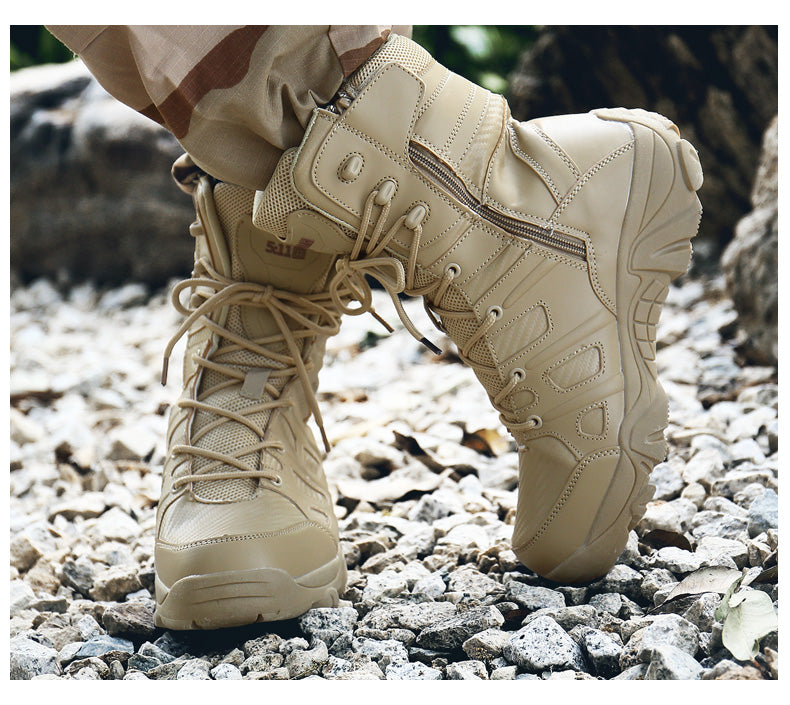 Militärische Kampfstiefel mit hohem Schaft, Sicherheitsschuhe mit seitlichem Reißverschluss | 067