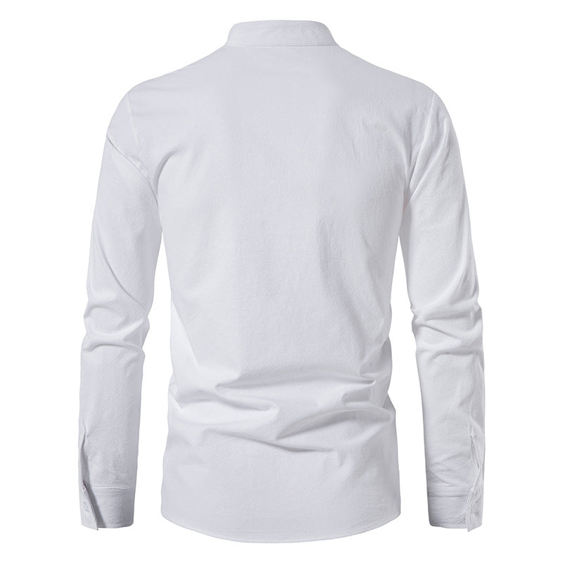 Herren V-Ausschnitt Kordelzug Baumwolle Leinen Henley Shirt Langarm Hippie Casual Beach T Shirts | A275
