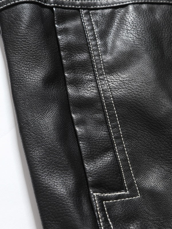 Herren Premium PU Lederjacken Slim Fit Einfarbig | JK90