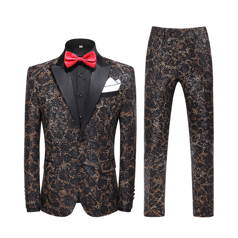 Herren Zweiteiliger Slim Fit Businessanzug mit Muster, tailliert, eleganter Smoking für Trauzeugen | C317-TZ107