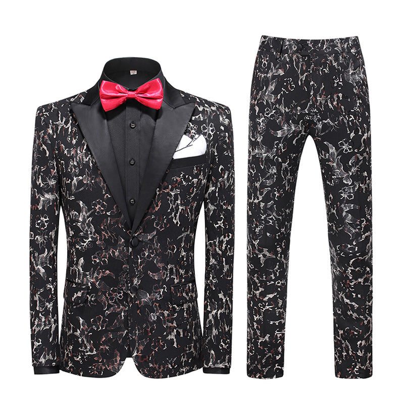 Herren Zweiteiliger Slim Fit Businessanzug mit Muster, tailliert, eleganter Smoking für Trauzeugen | C317-TZ107