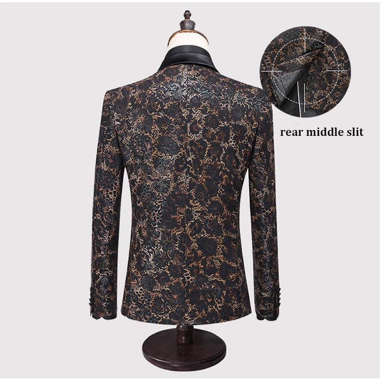 Herren Zweiteiliger Slim Fit Businessanzug mit Muster, tailliert, eleganter Smoking für Trauzeugen | C317-TZ107