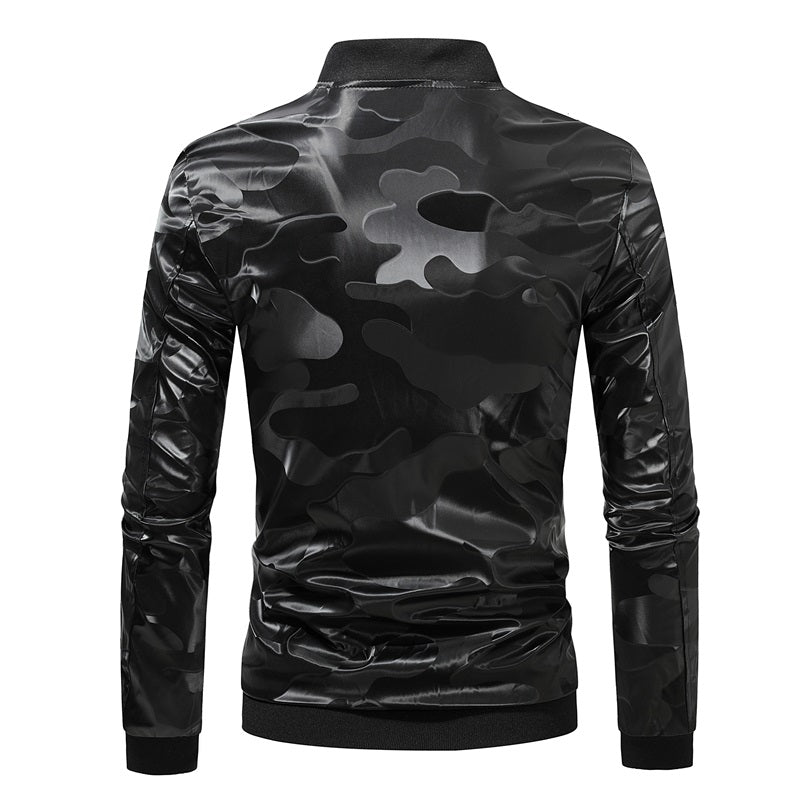 Herren Camouflage Schnelltrocknende Stilvolle Jacke Slim Fit Ledermantel | JK86