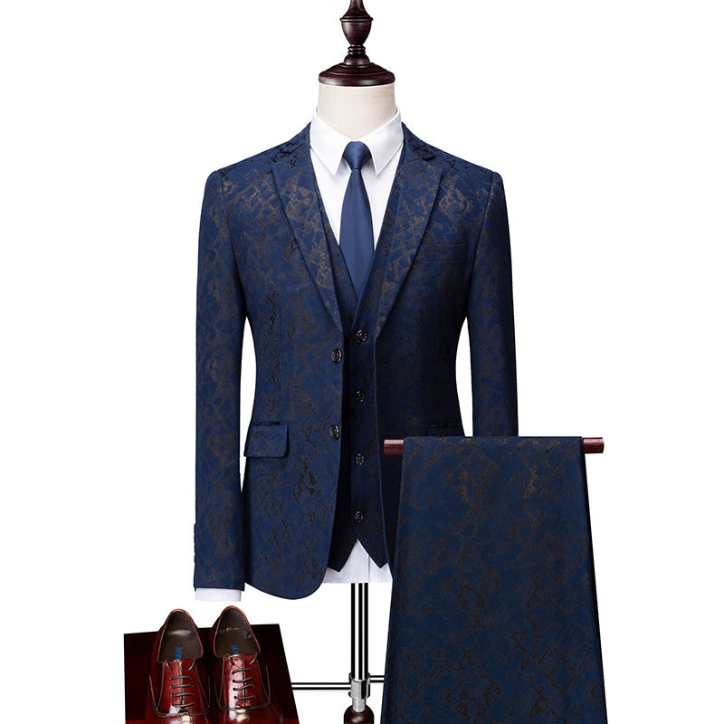 Bedruckter 3-teiliger Freizeitanzug für Herren, Smart & Slim Fit, 2 Knöpfe, Kleid | 3002-991