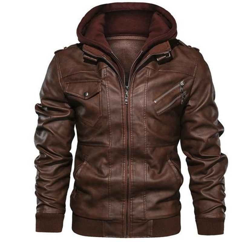 Hochwertige Herren-Kapuzenjacke aus PU-Leder | 9270