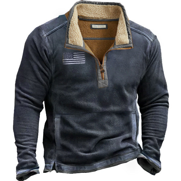 Taktisches Sweatshirt aus Outdoor-Fleece mit Reißverschluss und halbem Kragen für Herren | R1H3