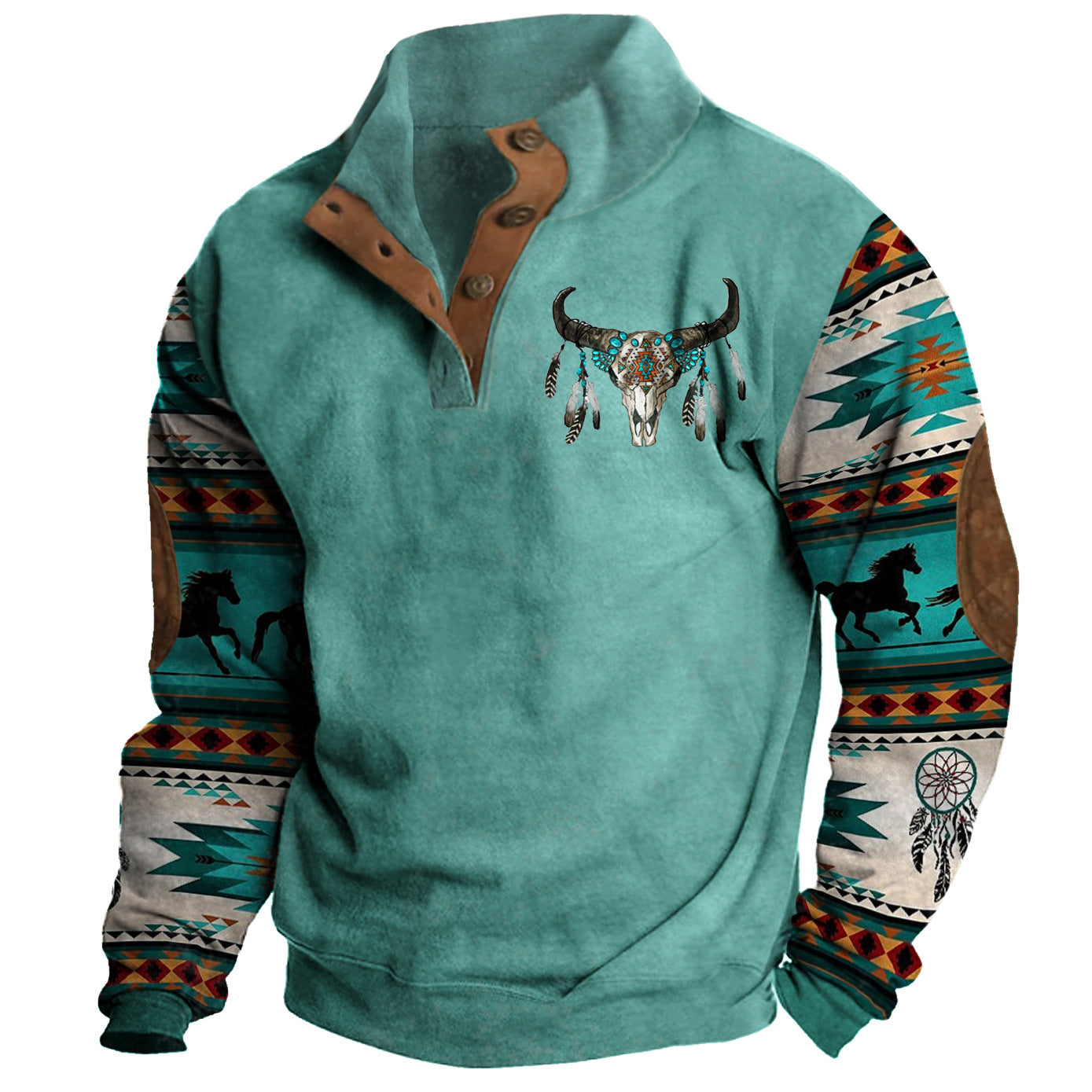 Herren Cowboy-Sweatshirt mit Stehkragen | 51MA