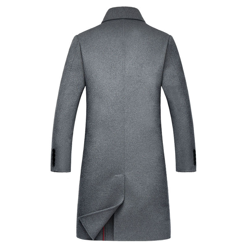 Hochwertiger, zweireihiger, langer Trenchcoat aus australischer Wollmischung für Herren | XZ338
