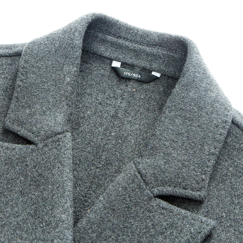 Hochwertiger, zweireihiger, langer Trenchcoat aus australischer Wollmischung für Herren | XZ338