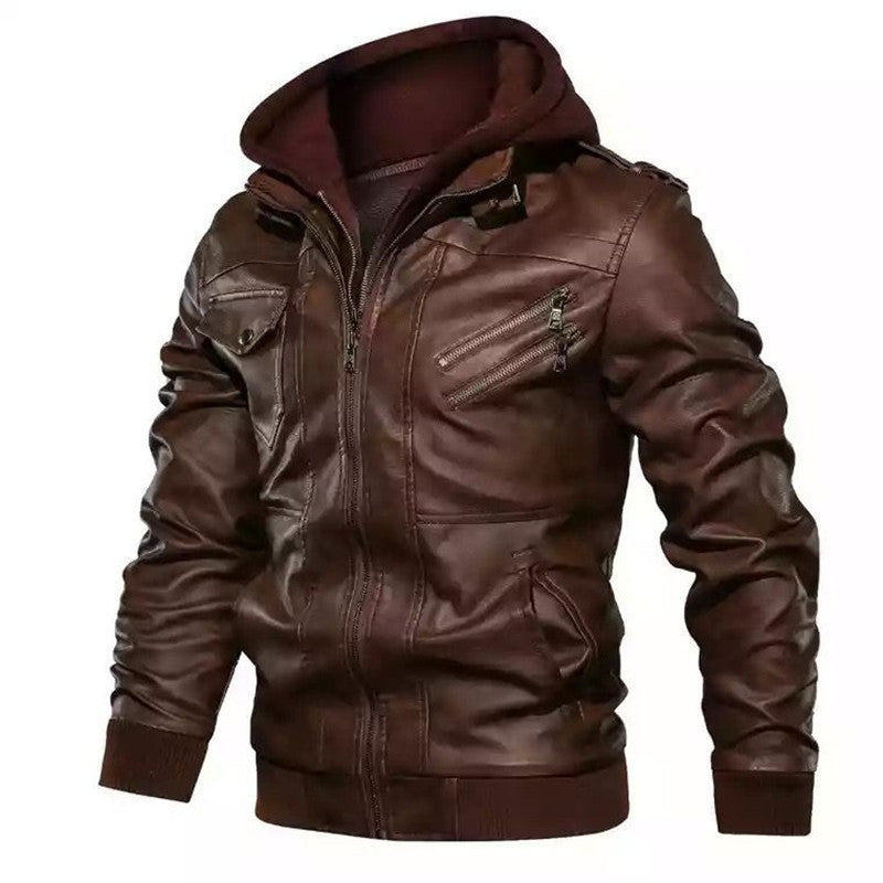 Hochwertige Herren-Kapuzenjacke aus PU-Leder | 9270