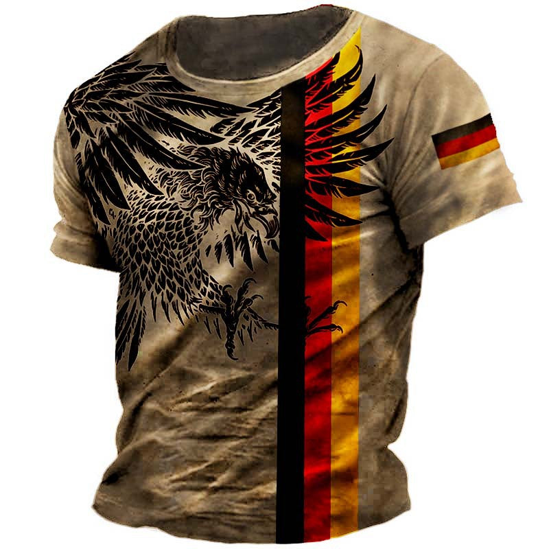 Herren Outdoor Vintage Deutsche Flagge Adler Print T-Shirt | G0DF