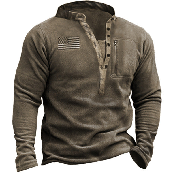Herren Casual Button Langarm Henley T-Shirts Taktische Militär Armee Shirts | YLC1