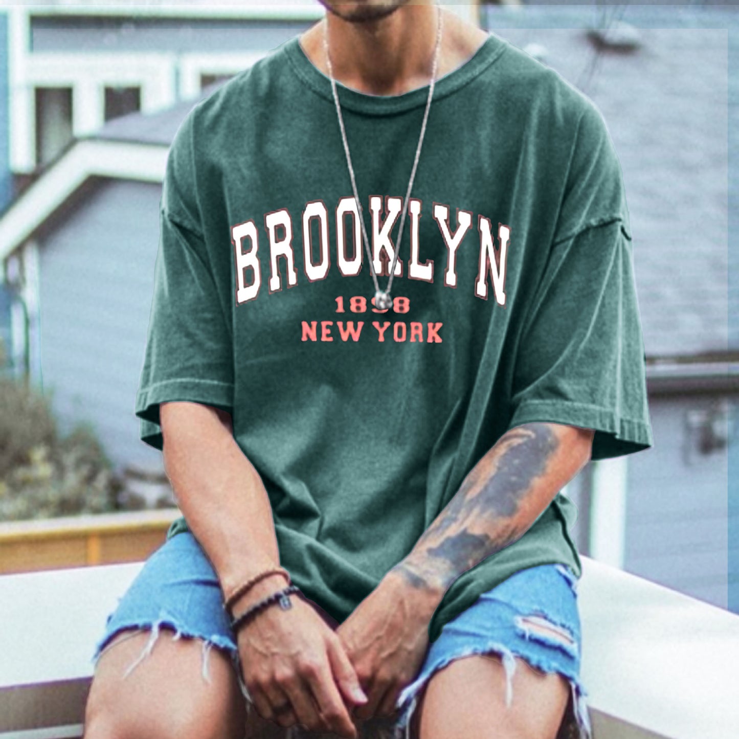 Herren Vintage BROOKLYN Print T-Shirt | PKHS