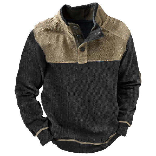 Herren Outdoor-Henley-Sweatshirt mit amerikanischer Flagge und Stehkragen | 9DMQ