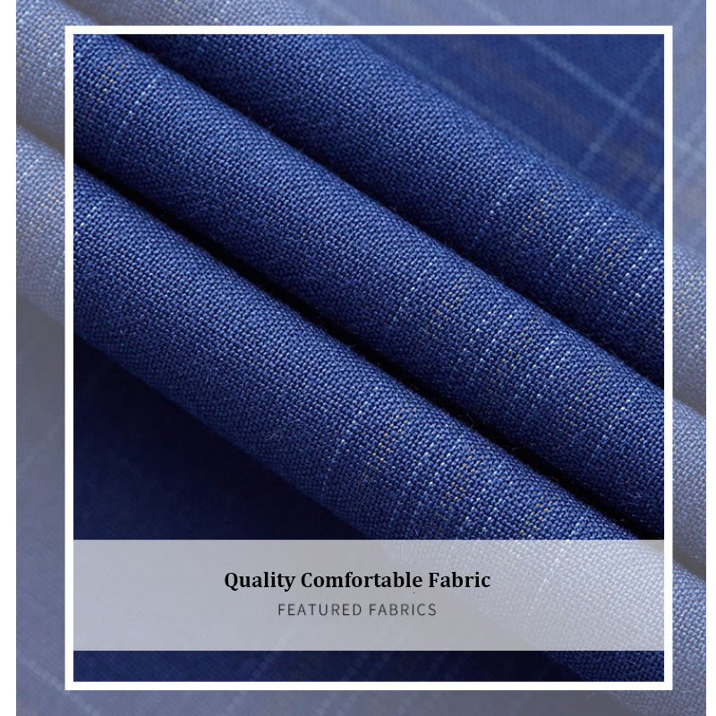 3-teiliger Herrenanzug Slim Fit, karierter Smoking, dunkelblau, Business-Hochzeitskleid, klassisches Herren-Anzug, Jacke, Hose, Weste | 9812-59