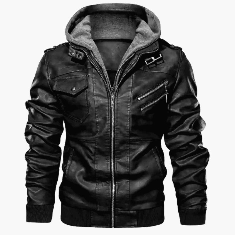 Hochwertige Herren-Kapuzenjacke aus PU-Leder | 9270