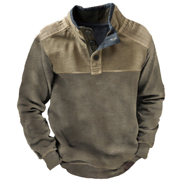 Herren Outdoor-Henley-Sweatshirt mit amerikanischer Flagge und Stehkragen | 9DMQ