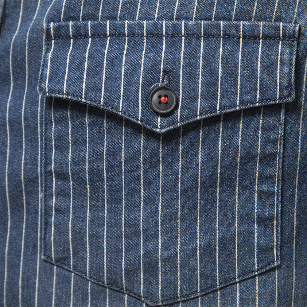 Lässiges Herren-Jeanshemd mit Streifen im Slim Fit und langen Ärmeln | 6015