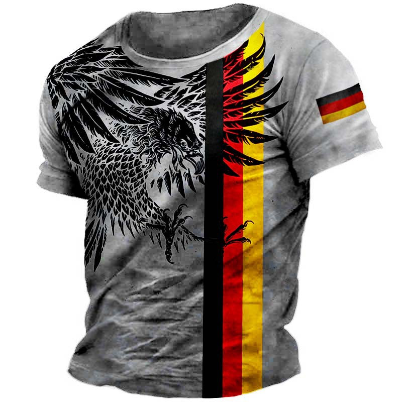 Herren Outdoor Vintage Deutsche Flagge Adler Print T-Shirt | G0DF