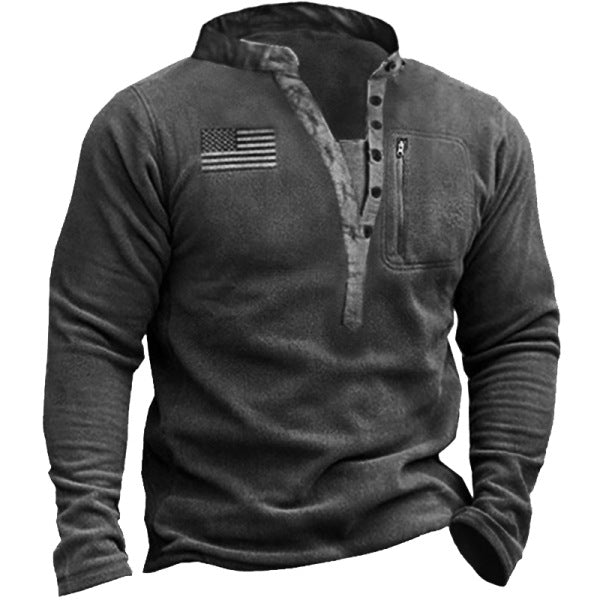 Herren Casual Button Langarm Henley T-Shirts Taktische Militär Armee Shirts | YLC1