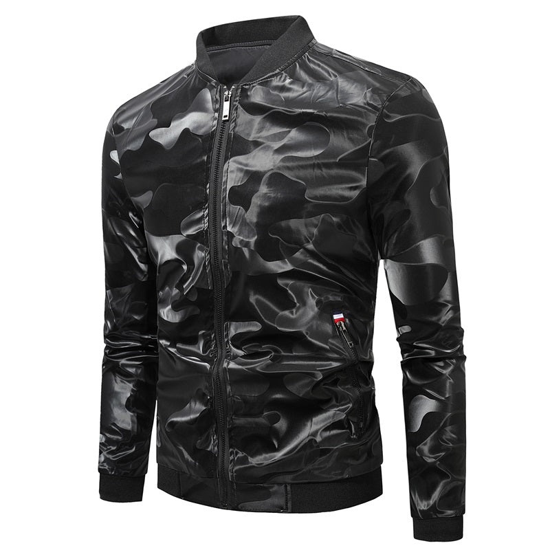 Herren Camouflage Schnelltrocknende Stilvolle Jacke Slim Fit Ledermantel | JK86
