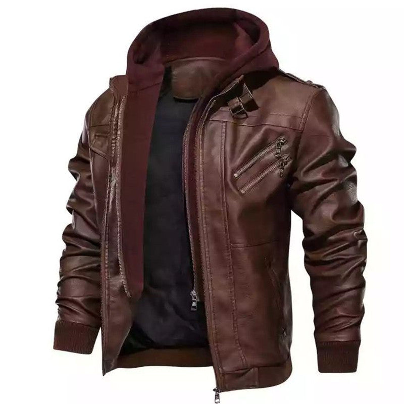 Hochwertige Herren-Kapuzenjacke aus PU-Leder | 9270