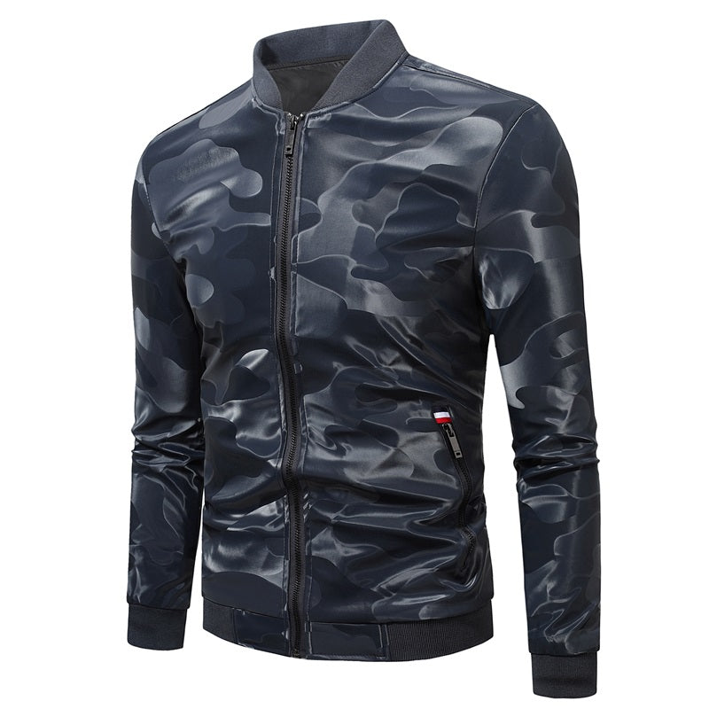 Herren Camouflage Schnelltrocknende Stilvolle Jacke Slim Fit Ledermantel | JK86