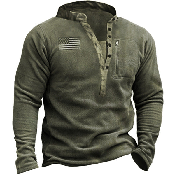 Herren Casual Button Langarm Henley T-Shirts Taktische Militär Armee Shirts | YLC1