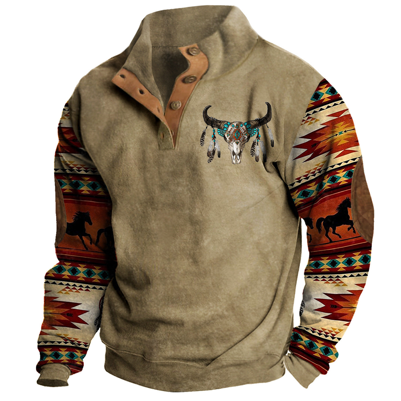 Herren Cowboy-Sweatshirt mit Stehkragen | 51MA
