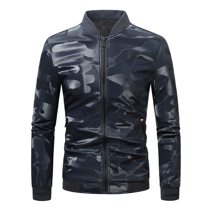 Herren Camouflage Schnelltrocknende Stilvolle Jacke Slim Fit Ledermantel | JK86
