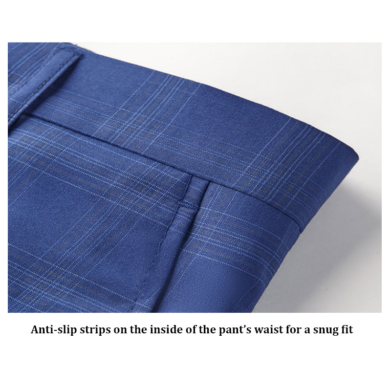 3-teiliger Herrenanzug Slim Fit, karierter Smoking, dunkelblau, Business-Hochzeitskleid, klassisches Herren-Anzug, Jacke, Hose, Weste | 9812-59