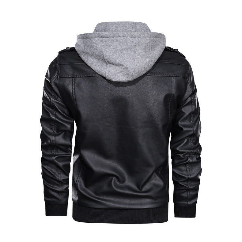 Hochwertige Herren-Kapuzenjacke aus PU-Leder | 9270