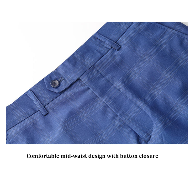 3-teiliger Herrenanzug Slim Fit, karierter Smoking, dunkelblau, Business-Hochzeitskleid, klassisches Herren-Anzug, Jacke, Hose, Weste | 9812-59
