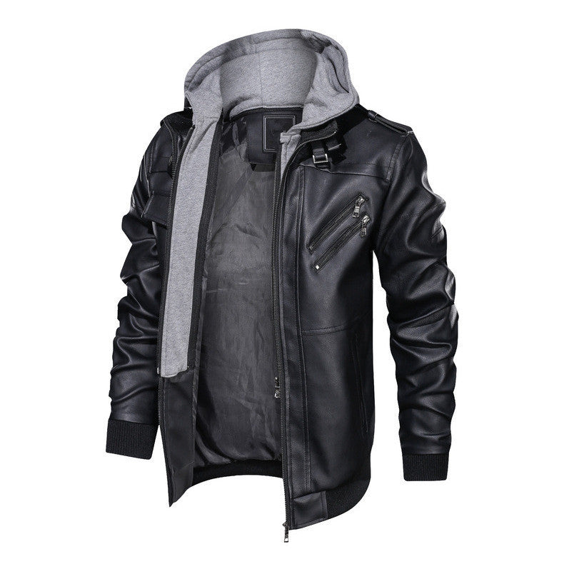 Hochwertige Herren-Kapuzenjacke aus PU-Leder | 9270