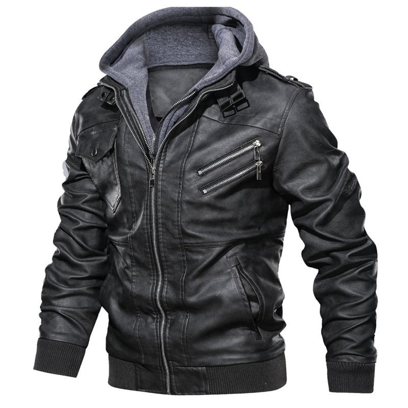 Hochwertige Herren-Kapuzenjacke aus PU-Leder | 9270