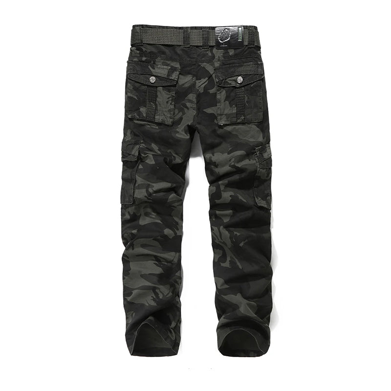 Lässige Camouflage-Hose mit geradem Bein und mehreren Taschen, Cargohose mit entspannter Passform | K5705-A