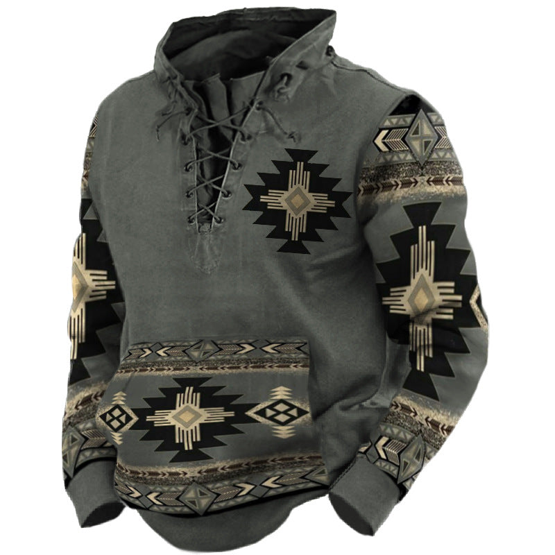 Herren Outdoor Casual Langarm Bedruckter Pullover | GFA0