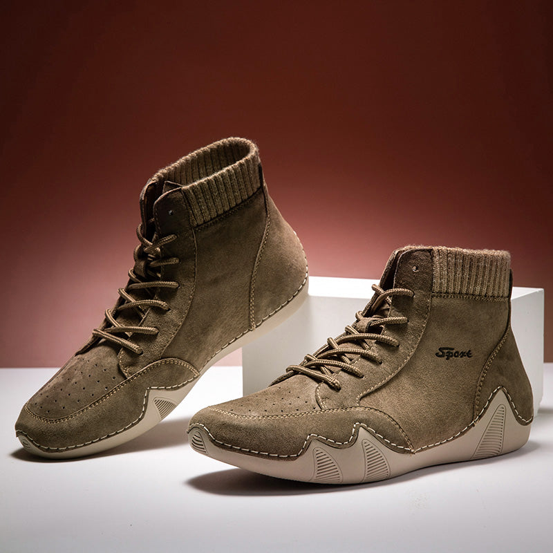 Herren Handgenähte Casual Schnürstiefeletten Fahrschuhe-20303