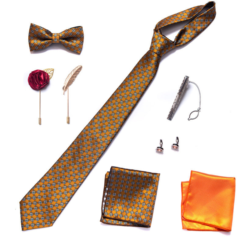 Herren Gold Formale Solide Krawatte Seide Einstecktuch Manschettenknöpfe mit Geschenkbox | LB223