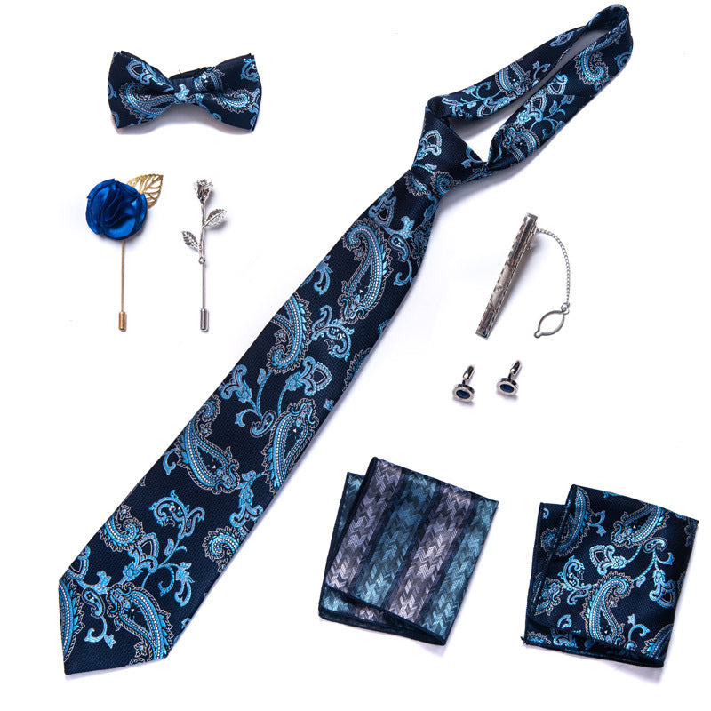 Herren-Krawatte und Anstecknadel Brosche Set Paisley Plaid Solid Floral | LB250