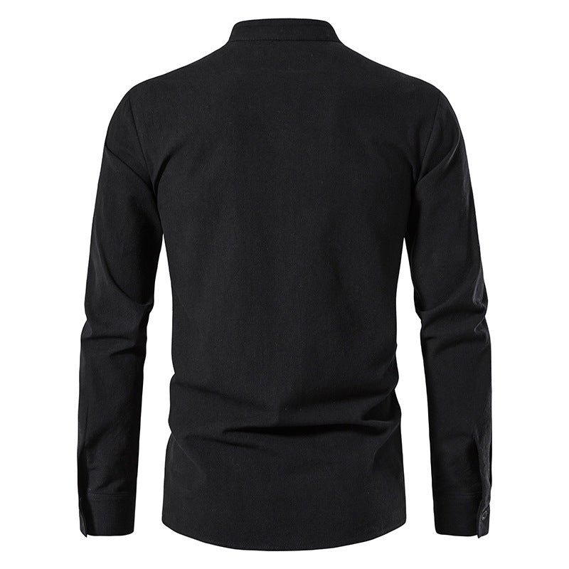 Herren V-Ausschnitt Kordelzug Baumwolle Leinen Henley Shirt Langarm Hippie Casual Beach T Shirts | A275