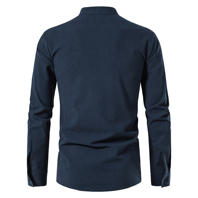 Herren V-Ausschnitt Kordelzug Baumwolle Leinen Henley Shirt Langarm Hippie Casual Beach T Shirts | A275