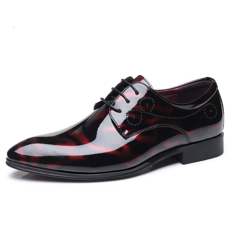 Herren-Derby-Schuhe aus Lackleder mit Blumenmuster, formelle Business-Stiefel aus Kunstleder mit spitzer Zehenpartie | 333