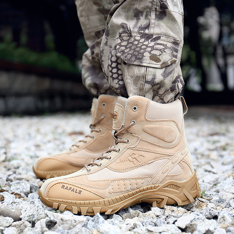 Militärstiefel für Erwachsene mit seitlichem Reißverschluss, Schwarz & Wüstenbraun, robuste Armeeschuhe | 523