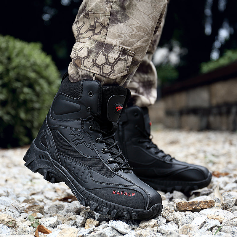 Militärstiefel für Erwachsene mit seitlichem Reißverschluss, Schwarz & Wüstenbraun, robuste Armeeschuhe | 523