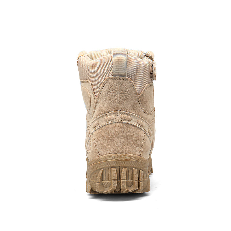 Militärstiefel für Erwachsene mit seitlichem Reißverschluss, Schwarz & Wüstenbraun, robuste Armeeschuhe | 523